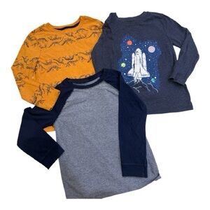 Cat & Jack Long Sleeve Tees - Dinosaur, Space Shuttle,Raglan size 5T Bundle Deal